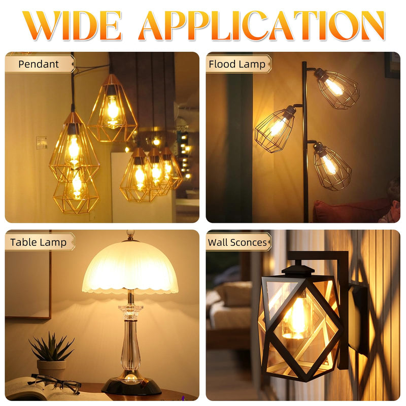 Edison Bulbs 60 watt LED Equivalent, Vintage Light Bulbs Non-Dimmable, 2700K Warm White, ST58 E26 LED Bulb, 90+ CRI, 6W 600LM, E26 Medium Base, Clear Glass, 12 Pack