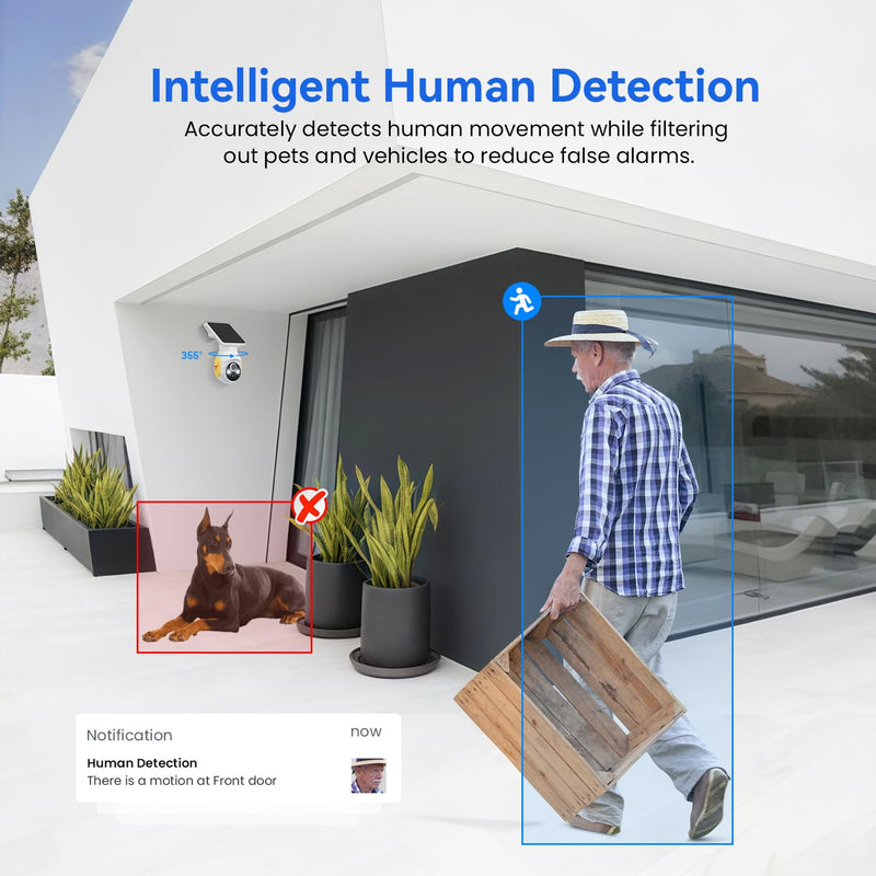 4G LTE Cellular Security Camera, SIM Card Included, No WiFi Needed, AI Motion Detection, Pan Tilt, 2-Way Talk, Night Vision, Works with Verizon/AT&T/T-Mobile 4G