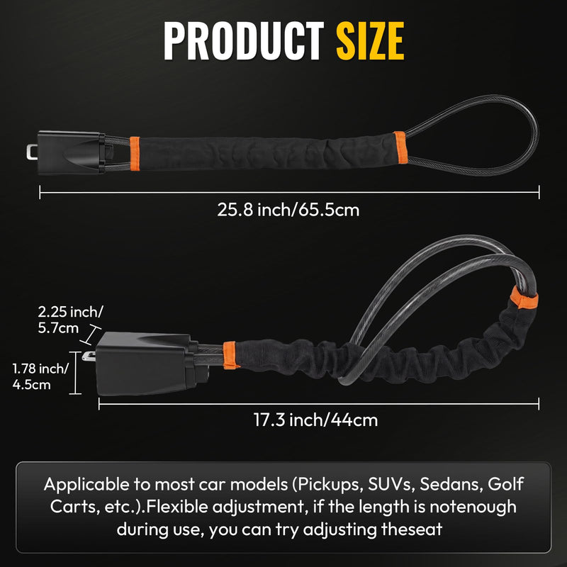 Car Steering Wheel Lock,17" Car Security Anti-Theft,Thickened Steel Wire | Lightweight Seat Belt Lock,Easy to Store,Universal Anti-Theft Device for Car, SUV & Golf Cart,3 Keys Included(Black) Black 1