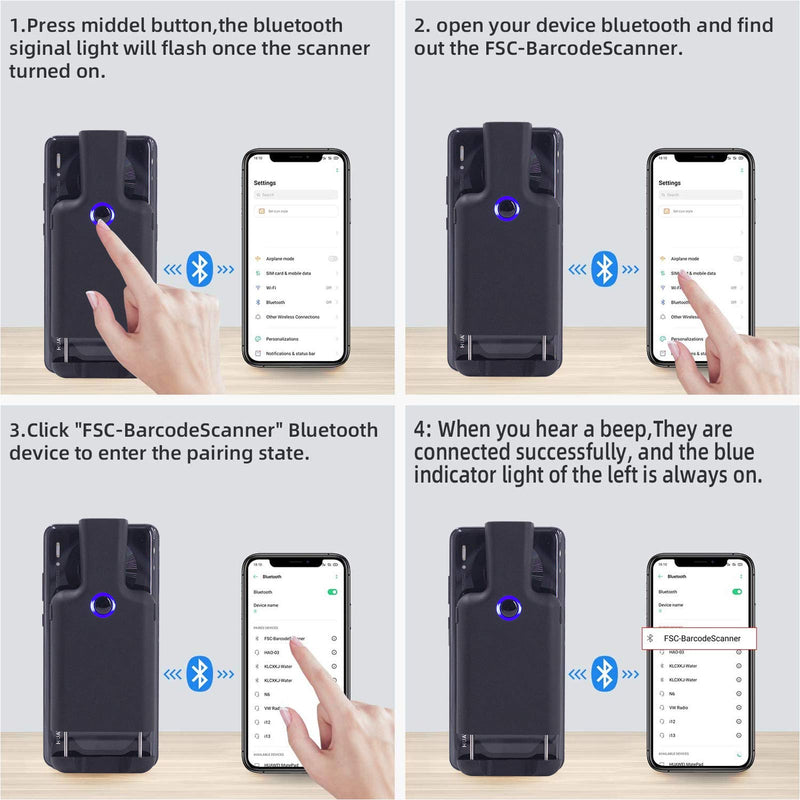 Symcode Portable Barcode Clip with Bluetooth - 1D 2D QR Bar Code Reader, PDF417, Data Matrix, Maxicode, Wireless Connect
