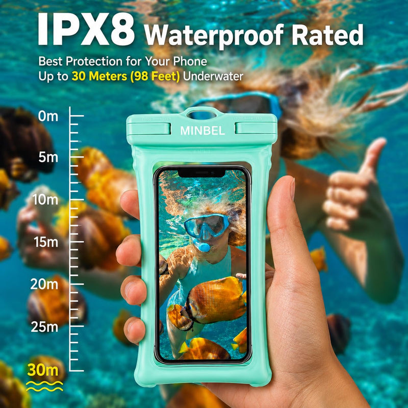 Floating IPX8 Waterproof Phone Case 2 Pack with Adjustable Lanyard