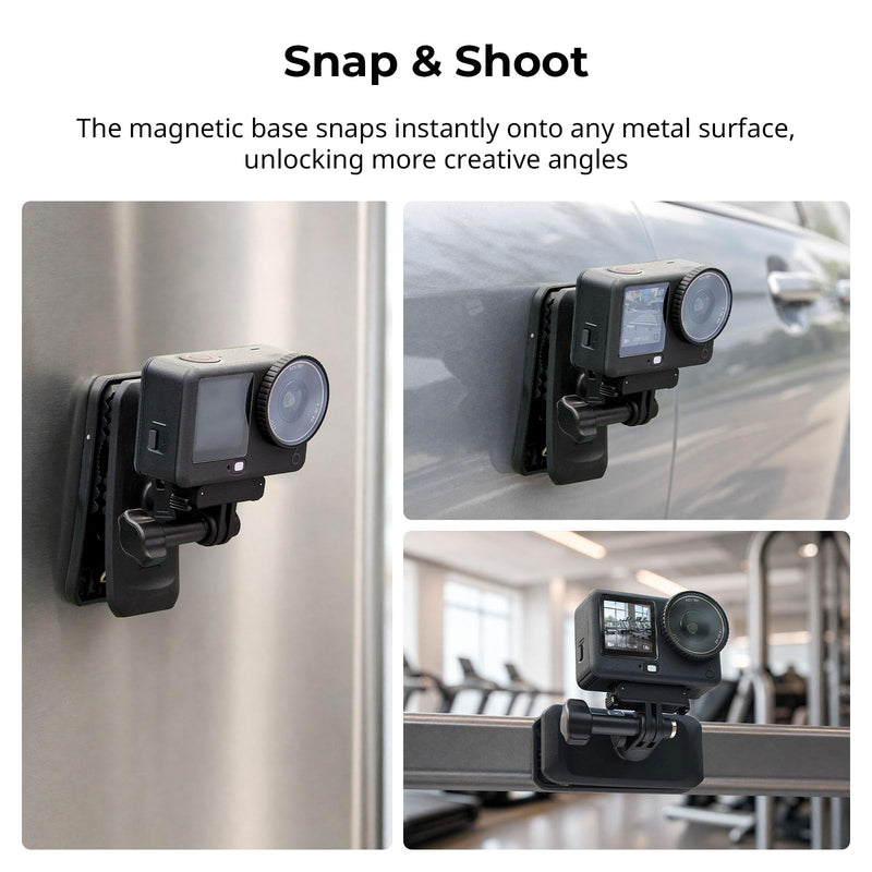 SMALLRIG Backpack Clip Mount for DJI Osmo Action 6/Nano, 360° Ball Head & 2-Prong Mount, Magnetic Adapter& Foldable Hook, POV Shooting for Hiking/Vlogging - 6307 Backpack Strap Clip