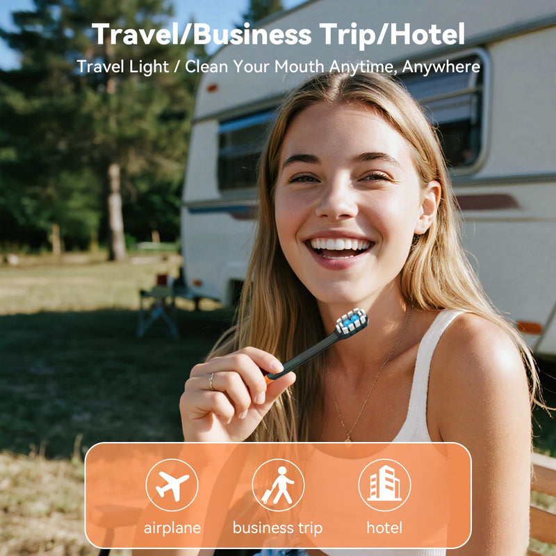 70Pack Disposable Toothbrushes with Toothpaste + Pick + Floss + Tongue Scraper 5-in-1 Mini Prepasted Travel Toothbrush for Hotel Camping Flight Car Single Use Portable Individually Wrapped | Mint Orange - Burst Bead 70 Pack