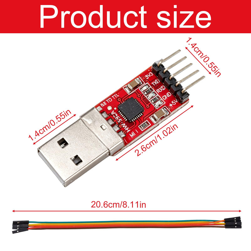 3pcs USB to TTL Serial Adapter Module Starter for Arduino ESP8266 STM32 | USB 2.0 UART Converter 3.3V/5V Output STC Compatible with Downloader Board with Jumper Wires Programming Tool Part