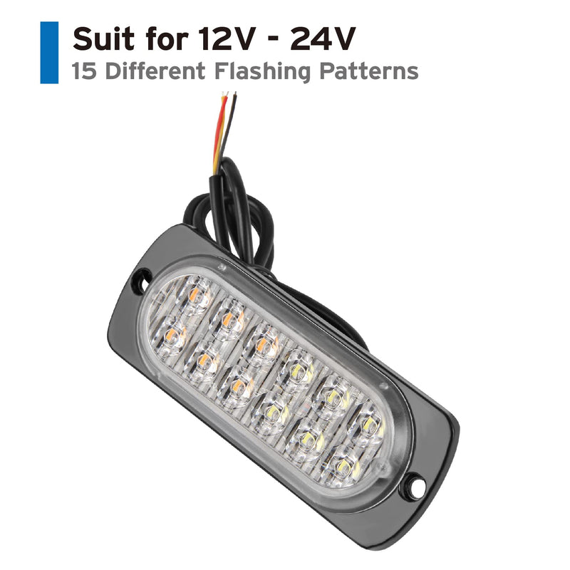 8pcs 12LED Surface Mount Flashing Strobe Lights for Truck Car Vehicle LED Lights (12LED/8PCS) 12LED/8PCS