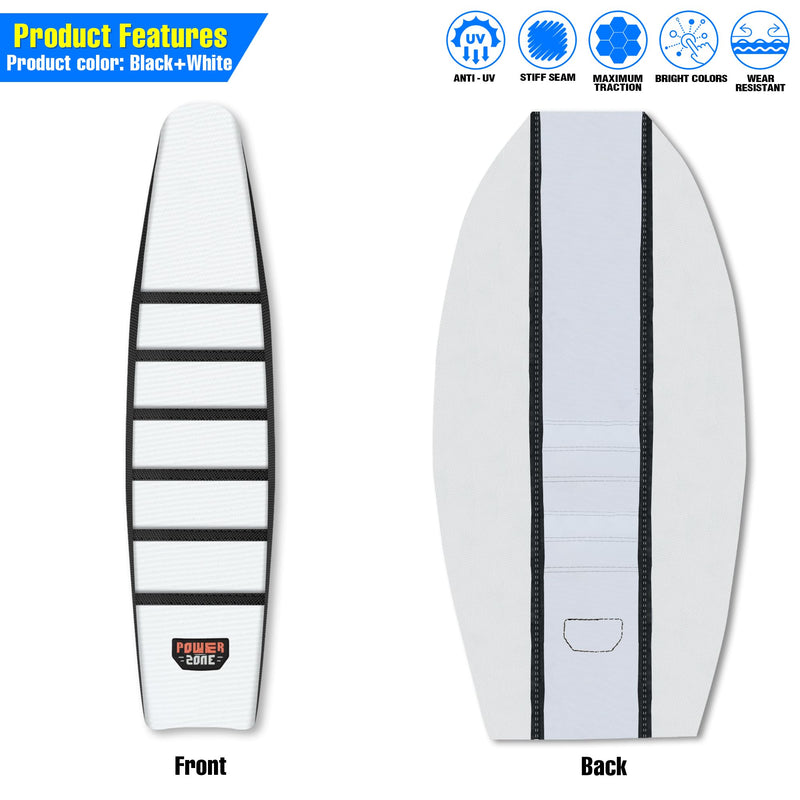 Universal Ribbed Dirt Bike Seat Cover - Gripper Soft Seat Cover for Most Dirt Pit Bike Motorcycle Black-White