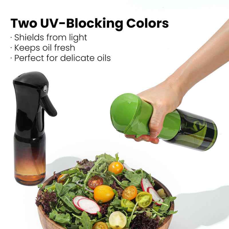 Mistifi Premium Oil Sprayer – Dark Glass Bottle for Cooking, Air Fryer & Salad – Fine Mist, Easy Press – Abyss/Olive Brown