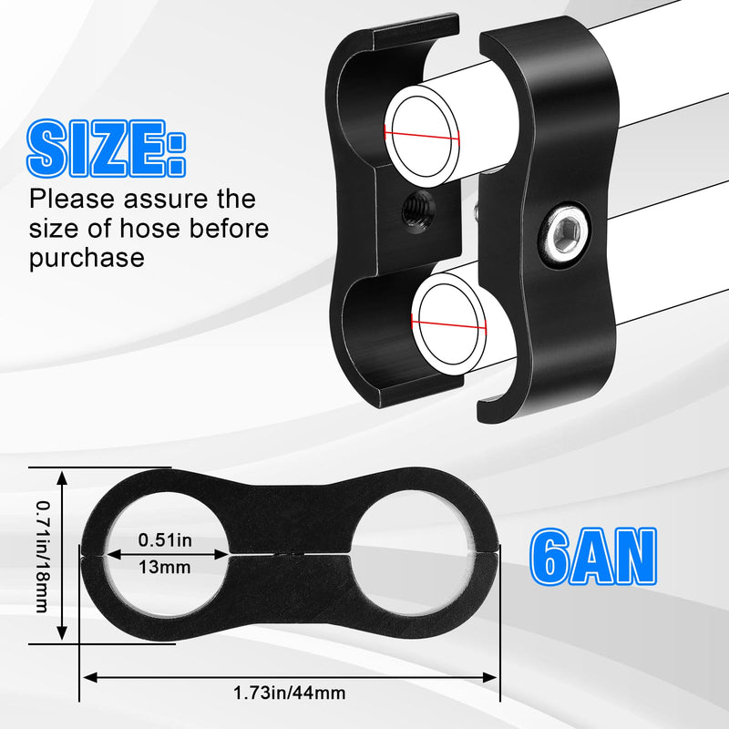 -6AN Hose Separator Clamp - Fuel line Mounting Clamps,Aluminum Hose Fitting Adapter, Great for 3/8 Fuel Hose, Oil Line, Brake Line, Water Pipe and Gas Line,4Pcs/Pack,Black Black 6AN