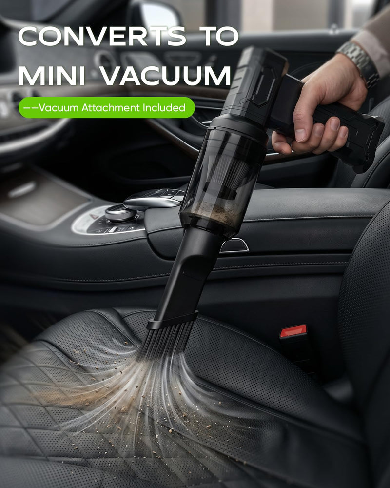 Compressed Air Duster, 2-in-1 Blow & Vacuum, 110,000 RPM Electric Air Duster with 7 Nozzles, Rechargeable Air Blower with LED Light for PC, Keyboard, Electronics, Car Cleaning, USB-C