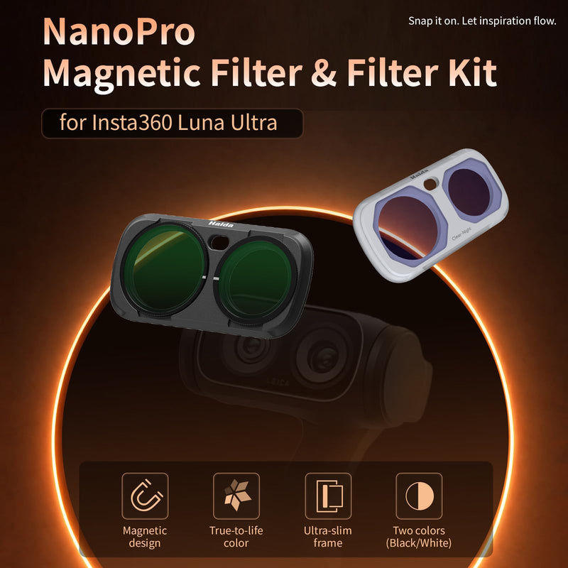 Haida Insta 360 Luna Ultra Magnetic Kit (CPL, VND, Mist 1/4) NanoPro-Black Filter Kit Black