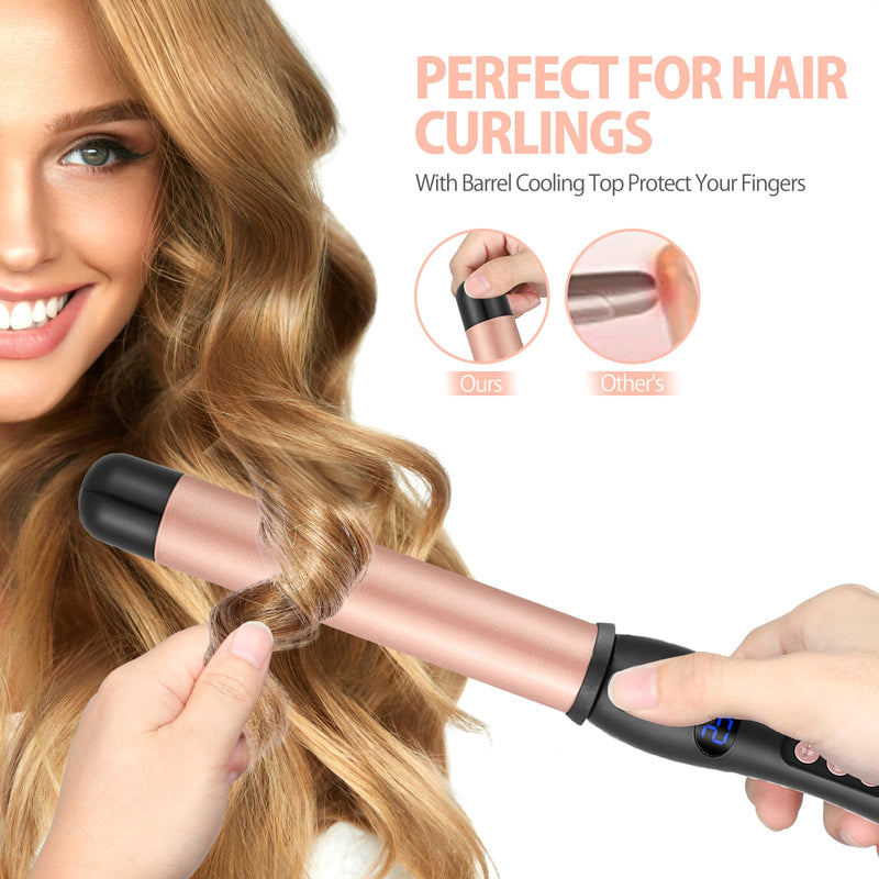 Hair Curling Wand 32mm, Haglater Curler Quick Heating Curling Wand for Long Hair, Ceramic Barrel Curling Iron with Adjustable Temperature 80-230°C 1.3″