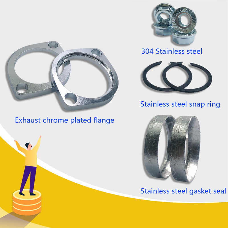 Gasket & Chrome Flange with Nuts & Washers Kit Compatible for Harley-Davidson Big Twin Sportster 883 1200 XL883 XL1200 48 72 1984-2022 Exhaust Flange Gasket