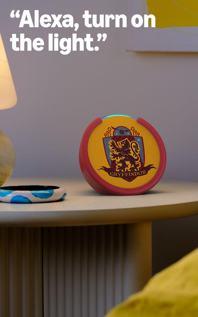 Amazon Echo Pop (newest model) | Officially Licensed Harry Potter Hogwarts Houses | Gryffindor