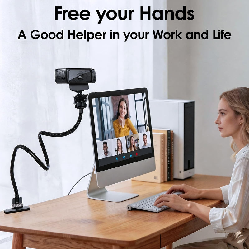 Webcam Stand, Flexible Gooseneck Desk Camera Mount Clamp, Desk Webcam Arm Compatible with Logitech C960 C930e C930 C920 C920S C922x C922 Brio 4K C925e C615, 1/4" Thread