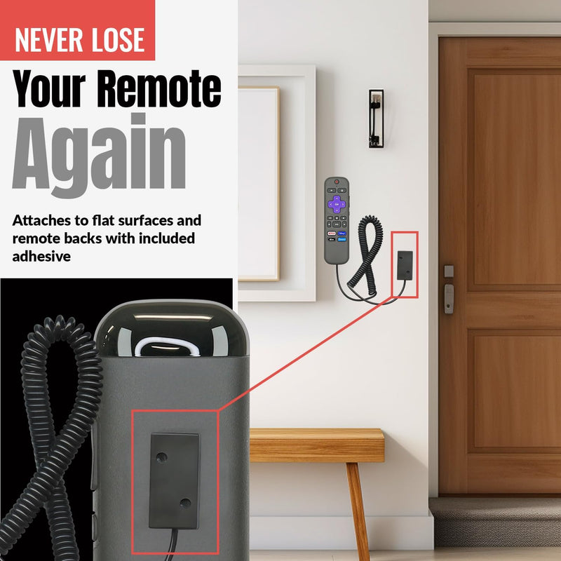  [AUSTRALIA] - Universal Coiled Security Cable Bulk Pricing Available - Remote Control Tether Security Cable Leash with Hook and Loop Fastener Tape and Double-Sided Tape - Anderic - CBL02