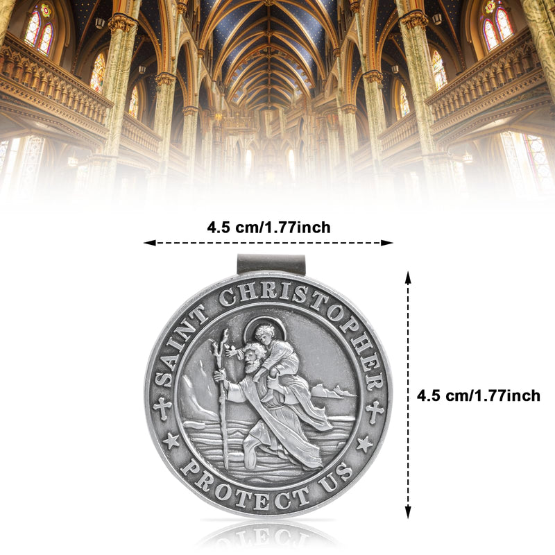 St Christopher Medal for Car, Visor Clips for Cars, Saint Christopher Medal, Guardian Angel Visor Clip, Catholic Gifts for Loved Ones, Friends and New Drivers（1PCS 1PCS
