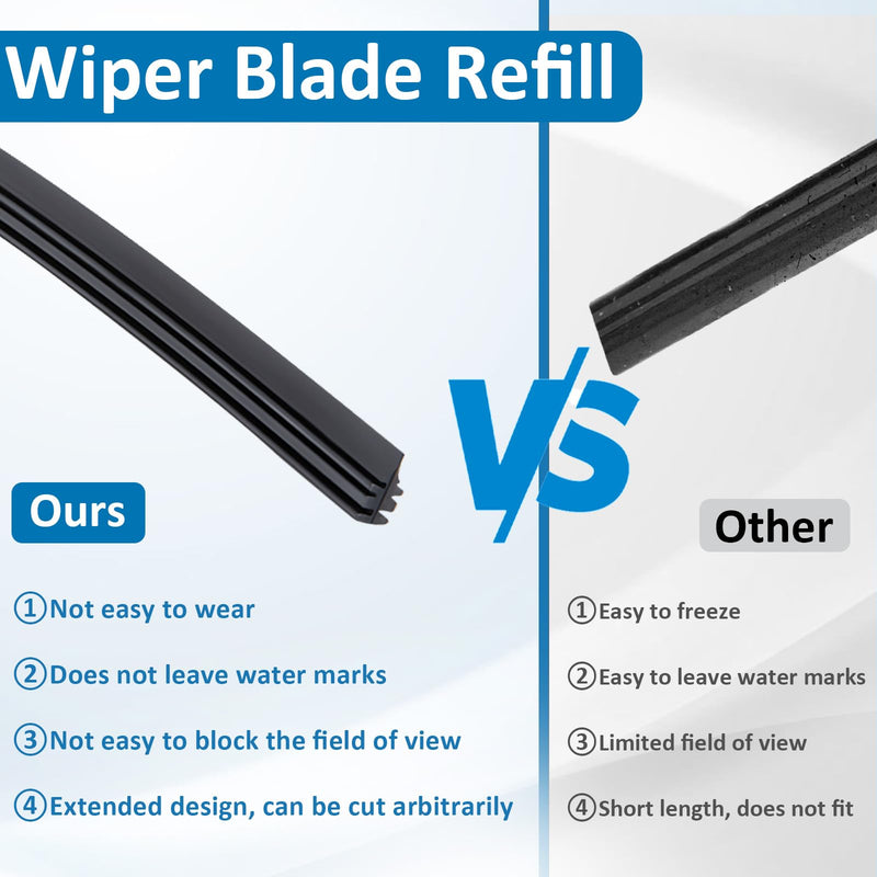 4Pcs Wiper Blade Refill, 28 inch DIY Adjustable Universal Replacement Wiper Blade Refill Replacement for Front and Rear Windshield Wiper Baldes Rubber Strip for Car, Truck, SUV