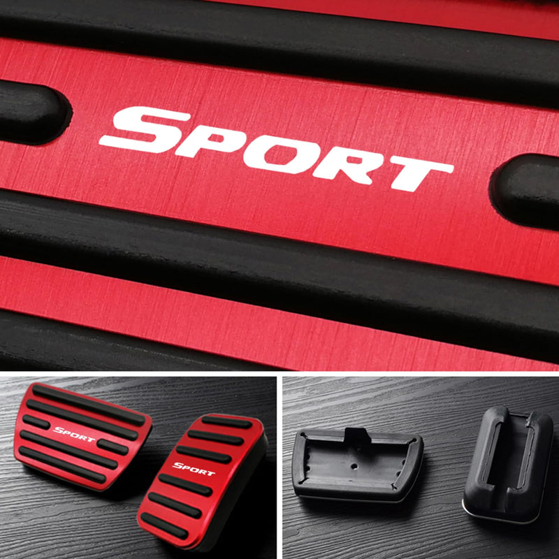 Anti-Slip Performance Foot Pedal Pads Compatible with Honda 10th gen Civic,Auto No Drilling Aluminum Brake and Accelerator Pedal Covers Red