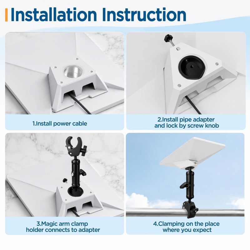 Starlink Mini Clamp Mount Kit with Adapter, Adjustable Pole and Rail Mount for Starlink Mini, Compatible with 2024/2025/2026 for RV, Camper, Boat, Balcony