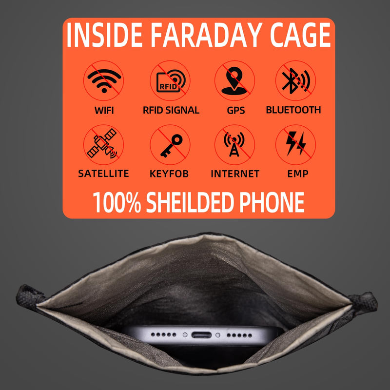 KOSMCCO Faraday Bag for Phone, Removable Signal Blocking Pouch Black | Signal Blocking, Removable Faraday Pouch, Organizes Daily Essentials, Ideal for Travel and Privacy