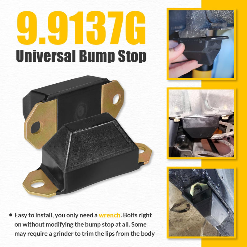 9.9137G Universal Bump Stop Leaf Spring Bumper Kit, fit for Jeep, SUVs and Trucks, for Jeep CJ5 (1976-1983), for Jeep CJ7 (1976-1986), 2-PACK