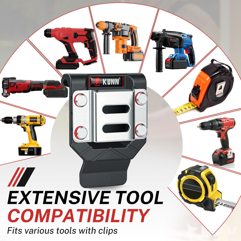 KUNN Drill Holder for Tool Belt, Drill Belt Clip & Tape Measure Holster | Low-Profile Quick-Release Holder | Fits Belts Up to 2.7" | for Impact Driver, Nailer 3