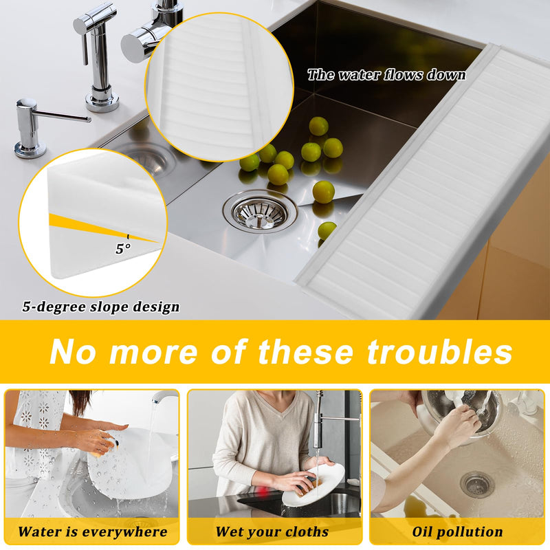 Silicone Sink Edge Protectors - Multifunction Accessories, Splash Guard & Draining Mat for Kitchen, Bathroom Sink, Steel, Granite, Quartz Countertops (Transparent, 4 * 30in) Transparent