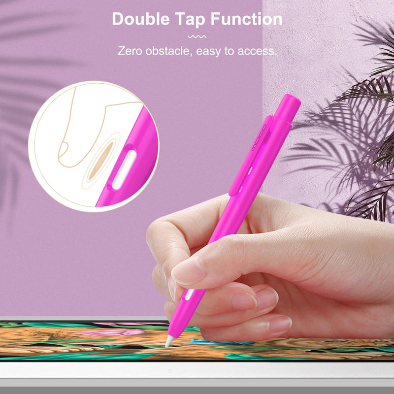MoKo Holder Case Compatible with Apple Pencil 2nd Generation, Retractable Protective Apple Pencil Cover with Sturdy Clip, Hard PC Apple Pencil Case, Support Double-Tap, Pitaya Red