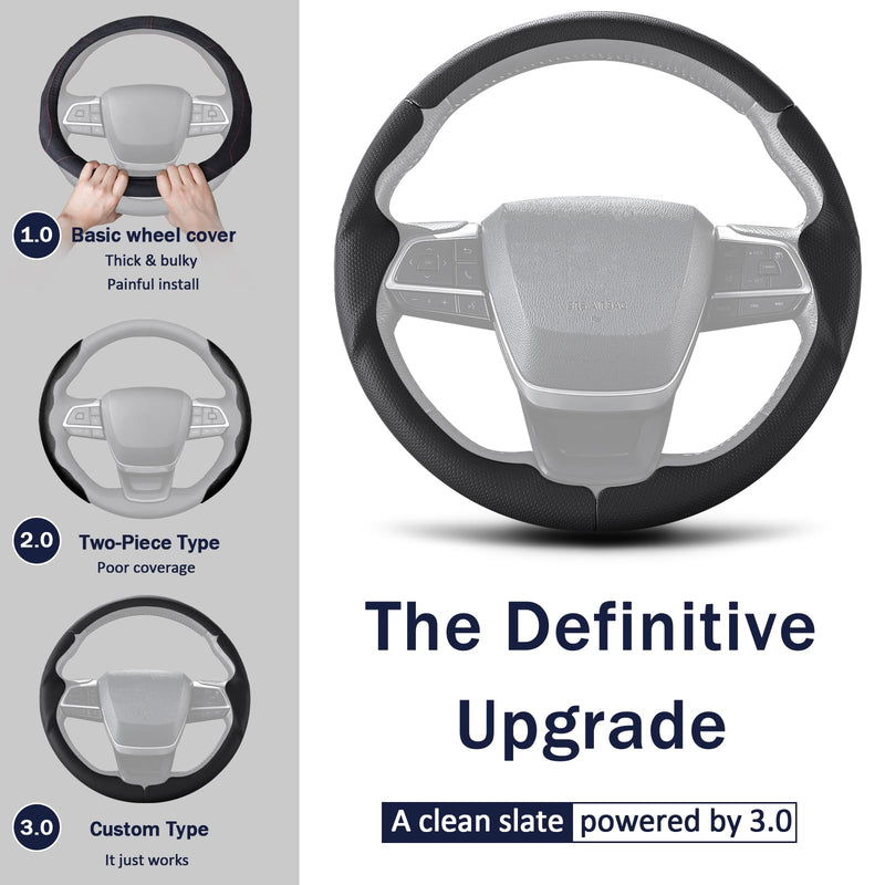 Leather Steering Wheel Cover for Toyota Highlander 2020-2026 & Sienna 2021-2026, Premium Customized Car Steering Wheel Cover,3-Piece Snap-On Anti-Slip Steering Wheel Protector(Black Hole) Black Hole For Highlander 2020-2026