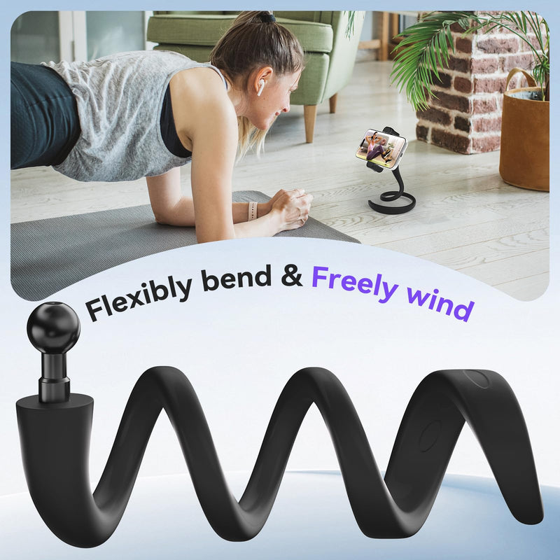 iTODOS Portable Flexible Phone Holder for Treadmill,Spin Bike,Peloton,Stroller,Golf Cart,Bed,Car,Desk,Gooseneck Phone Holder Stand Compatible with for 4.7"-6.9" Smartphones