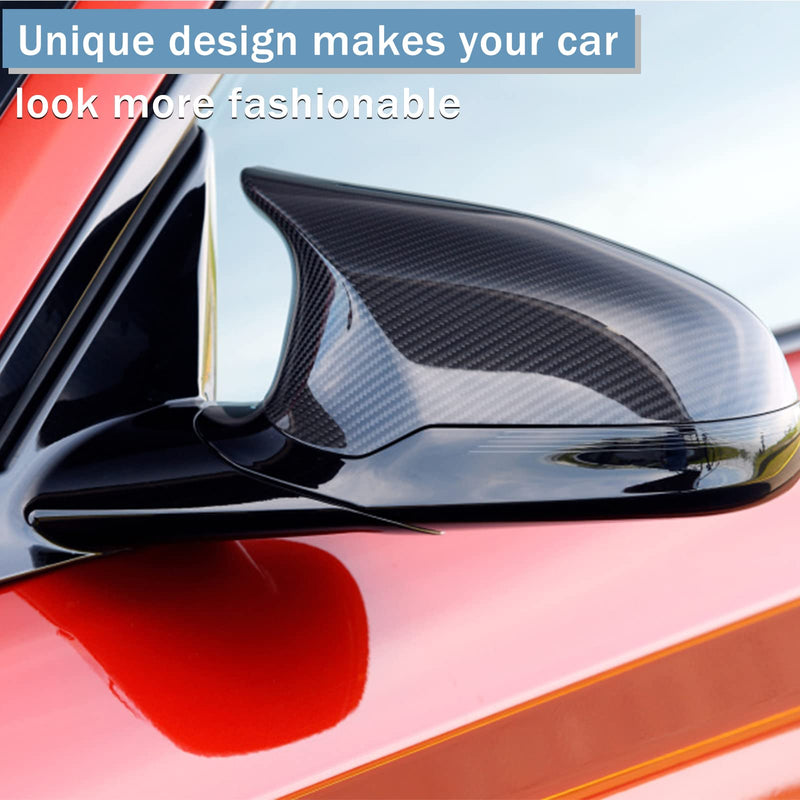 Door Rearview Mirror Cover Cap Carbon Fiber Replacement for BMW F20 F22 F30 F31 F32 F33 F36 F87 M2 X1 E84 328330i 335i 428i 435i - 2PCS (Carbon Fiber)
