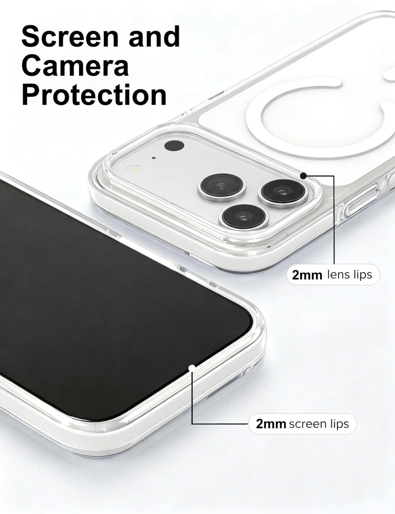 Clear Anti-Yellowing Case for iPhone 17 Pro Max, Magnetic Charging White