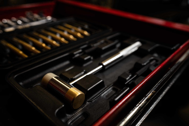 Wheeler Hammer and Punch Set with Punches, Brass/Polymer Hammer, Storage Case for Gunsmithing, Firearm Maintenance, Black
