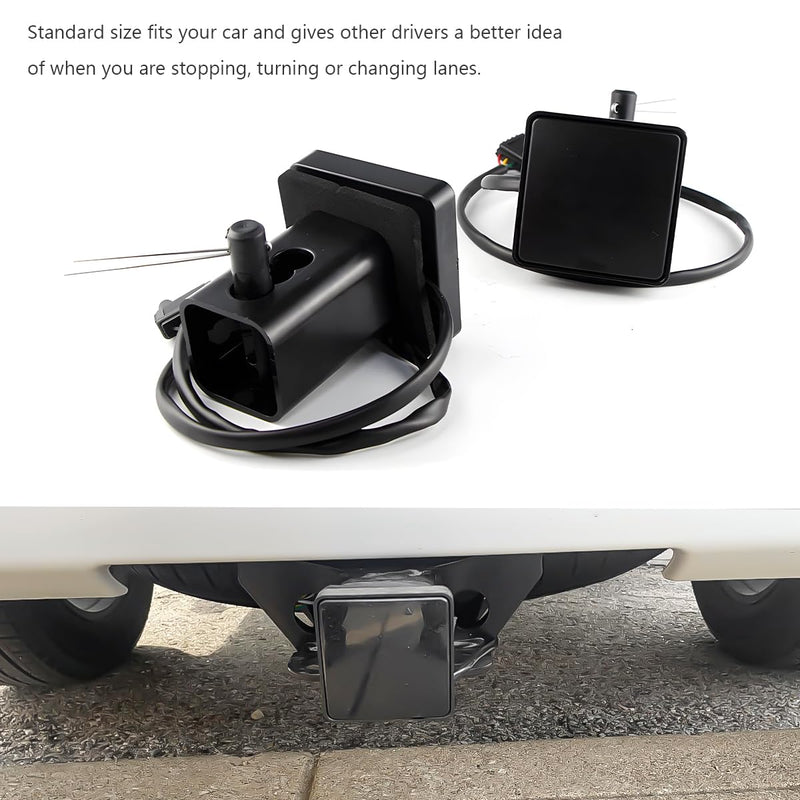 15 LED Brake Light Trailer Hitch Cover, Smoked Lens Square Brake Tail Light w/Trailer Adapter Pin, 12V Super Bright LED Towing Hitch Lighting Accessories Fit 2" Receiver (Black) Black
