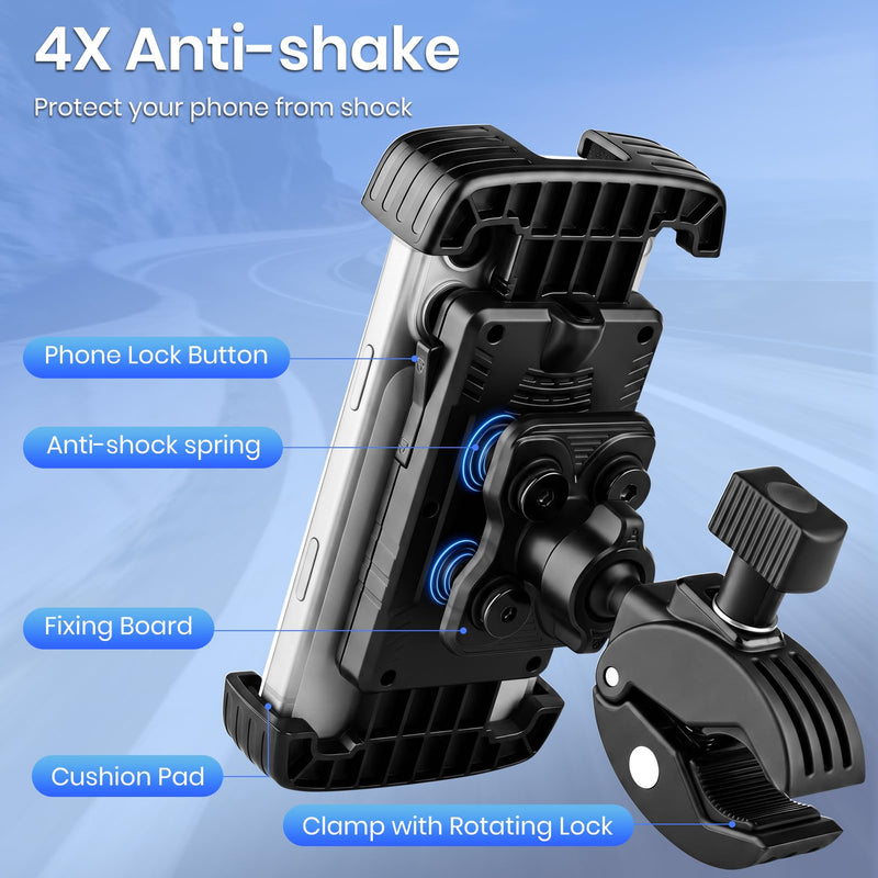 Boat Phone Holder Marine with Mount Sunshade for Bike ,Kayak,Motorcycle | 360° Rotatable Crab Clamp Cell Phone Mount, Universal Smartphone Accessory