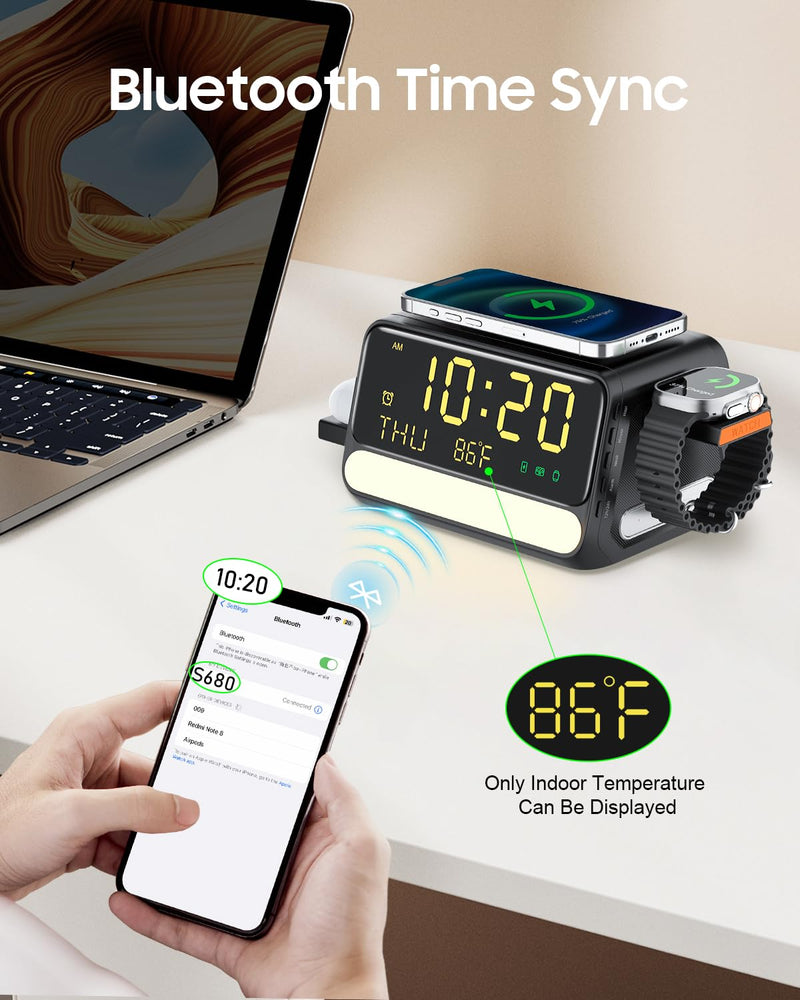 Upgraded 7-in-1 Wireless Charging Station for Apple&Samsung,Magnetic Charger with Voice-Controlled Night Light,for iPhone 17/16/15/14 Pro Max,Samsung Galaxy,Google Device,Apple&Samsung Watch,AirPods