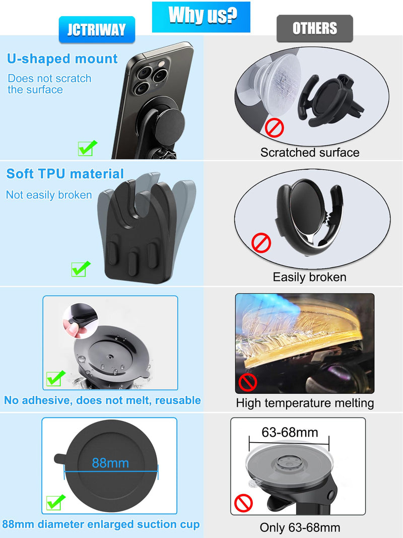 Car Phone Holder for Pop Socket, Suction Cup Car Phone Mount for PopSocket | Suction Cup Windshield Window, Cell Phone Car Mount Compatible with PopSockets, Pop Grips
