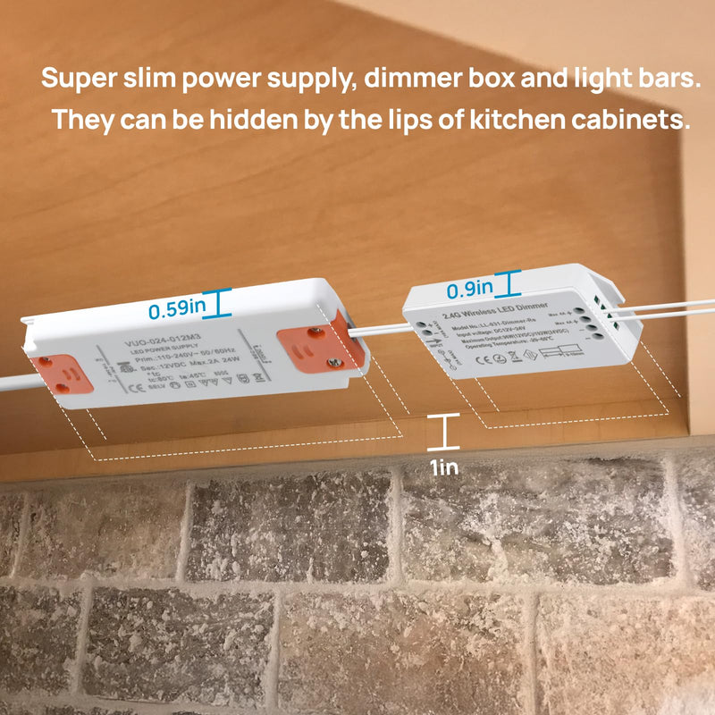 Litever Under Cabinet Lights Plug in. Slim. Super Bright. 21W. Dimmable. 1 Remote Controls Multiple Lighting Kits Synchronously. Perfect for Kitchen Under Cabinets, Over Counter Lights.Daylight 5000K. Daylight 5000K