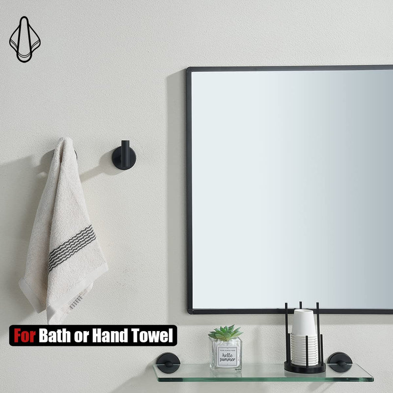 JQK Black Bathroom Towel Hook, Coat Robe Clothes Hook for Bathroom Kitchen Garage Wall Mounted (2 Pack), 304 Stainless Steel Matte Black, TH100-PB-P2 2 Pack