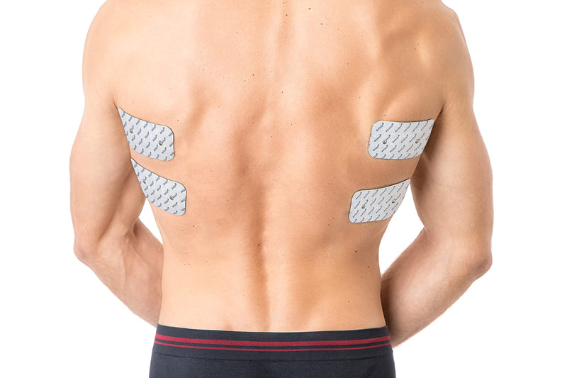 axion Set of 20 TENS Unit Electrode Pads - 4x2" - Compatible with Compex Muscle Stimulators and TENS Devices with 3.75mm Snap Button