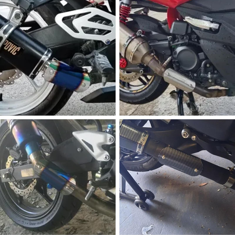 Exhaust Heat Shield Muffler Pipe Heat Cover Protector Guard Imitation Carbon Fiber Stainless Steel for Motorcycle Moped Pit Dirt Bike ATV Scooter (H) H