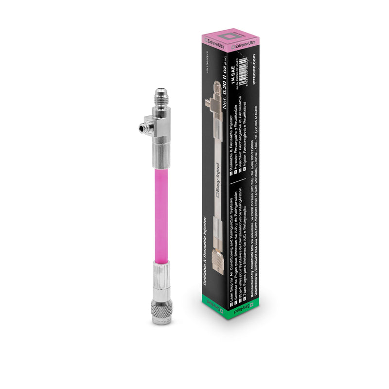 Extreme Ultra A/C Leak Stop Direct Easy Inject Solution for HVAC&R Systems up to 6 Tons with 1/4 SAE Charging Port, for all Refrigerants and Oils | Reusable, Refillable, US Patented - 0.2 fl oz (6 mL) A/C Leak Stop 1/4 SAE Adpt.