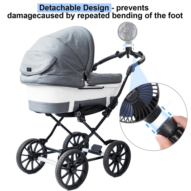 Automatic Oscillating Stroller Fan, With Detachable Tripod and 180° Electric Powered Rotate Portable Personal Small Mini Rechargeable USB Car Seat Clip on Fan for Crib Office Treadmill Bike Travel black