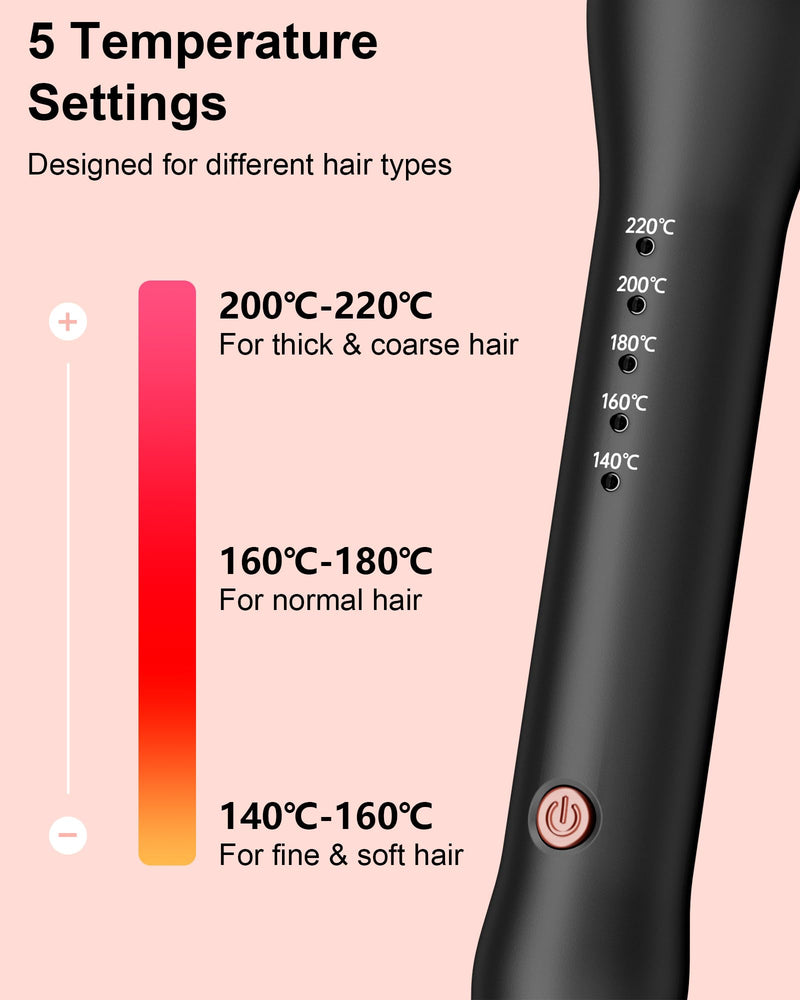 9mm Curling Tongs, Thin Chopstick Curling Wand for Tight Ringlets & Corkscrew Curls, Small Barrel Hair Curler for Men, Short & Long Hair, Ceramic Tourmaline with 5 Temps 140-220°C L