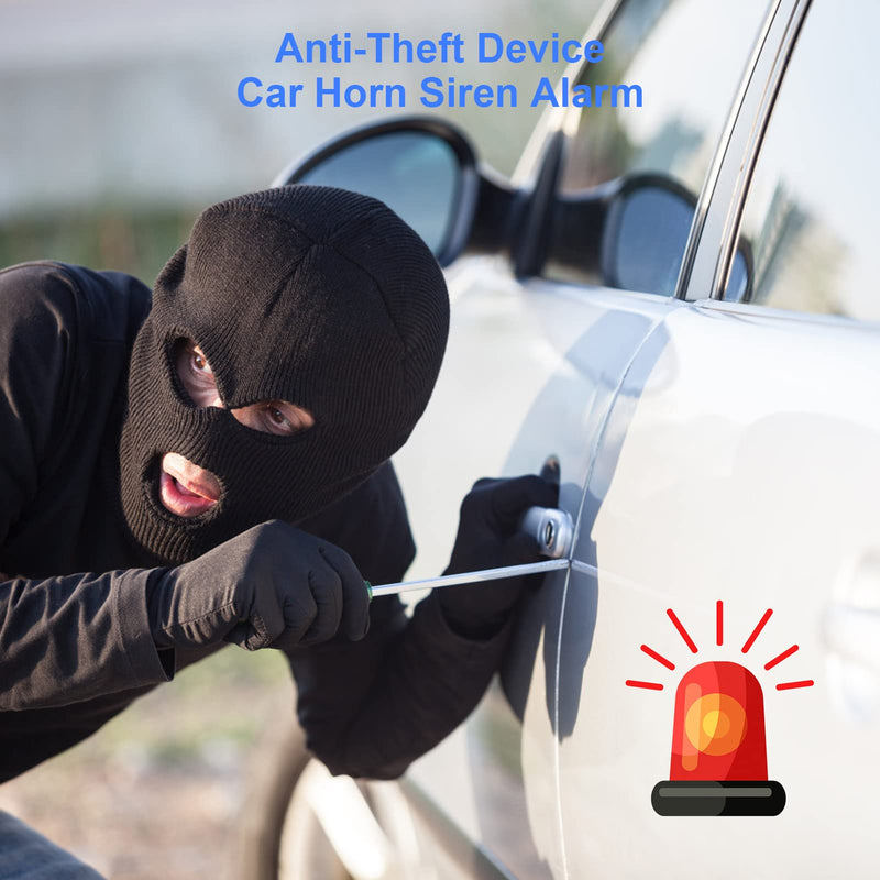 Car Alarm Security System, Black Universal Anti-Theft Device Car Security Device Alarm System Burglar Alarm Car Keyless Entry System with 2 Remote Controls Car Horn Siren Alarm