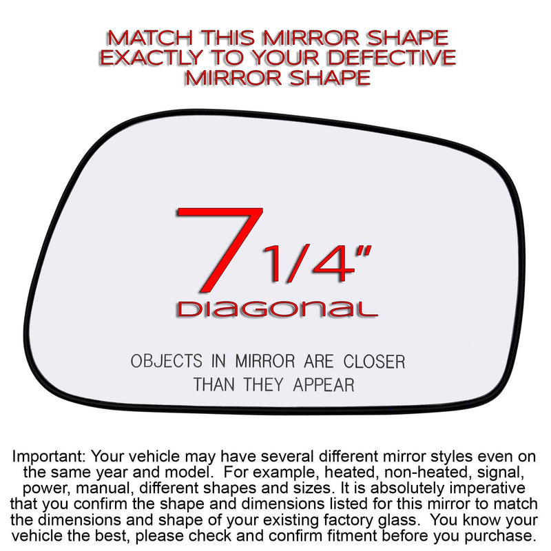 Passenger Side Mirror Glass For 2003 2004 2005 2006 2007 2008 Toyota Corolla Matrix, Pontiac Vibe Right Door Mirrors With Backing Plate 8790801080 Non-Heated