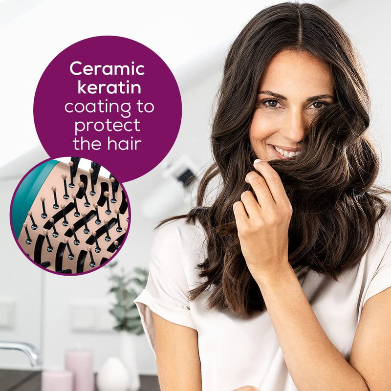 Beurer HC45 Ocean 2-in-1 Volumising Hair Dryer Brush, Drying Brush for Easy Styling and Added Volume, Ceramic Keratin Coating, 2 Heat & Speed Settings, Perfect Styling Brush with Ion Function