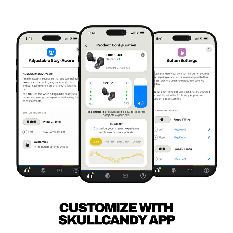 Skullcandy Dime 360 Wireless Earbuds with Clip-Anywhere Case - True Black | In-Ear Fit, Bluetooth, Noise Isolating, 28 Hours Battery, Microphone for iPhone Android, Easy Clip-On Design for Travel