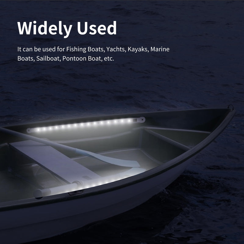 RVZONE LED Boat Interior Lights, Boat Led Strip Lights Marine Waterproof Marine Lighting Strip Night Fishing Lighting for Pontoon, Dinghy, Kayak, Yacht,4 Pcs, White White/11.8 inch/4 Pcs