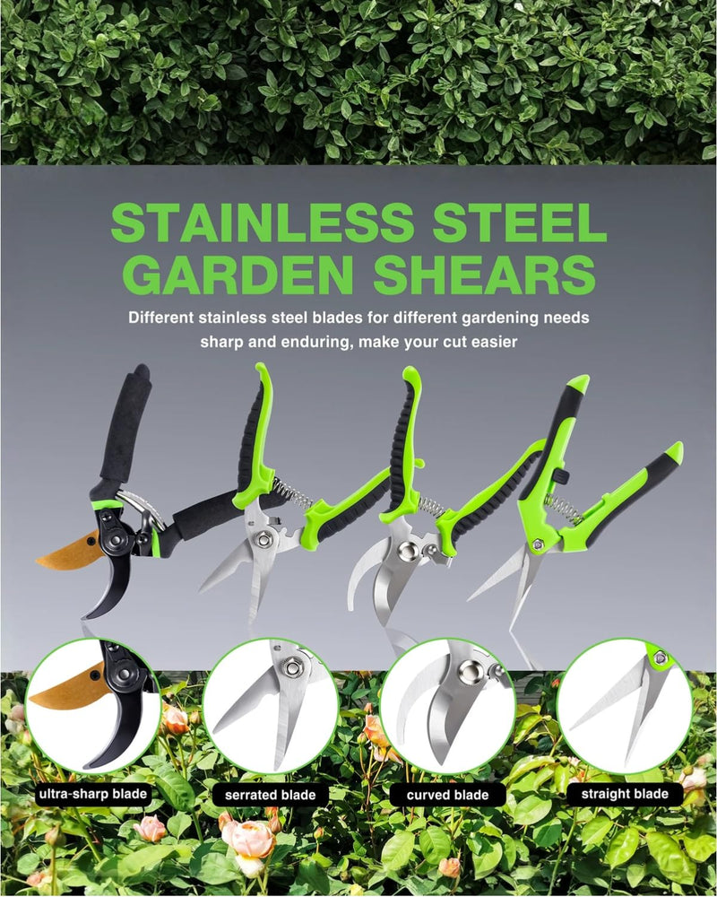 4-Pack Bypass Pruning Shears, Titanium Steel Blade,With Gardening Gloves,Shears Stainless, Ergonomic Hand Pruning Shears for Trees, Plants (Shears Gardening Tool Kit)
